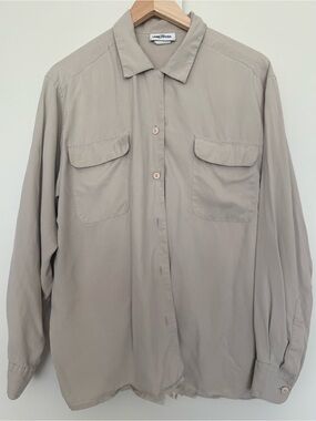 Vintage Y2K Sandwashed Silk  Shirt Light Beige 14P M 90s Equipment Cloud Dancer